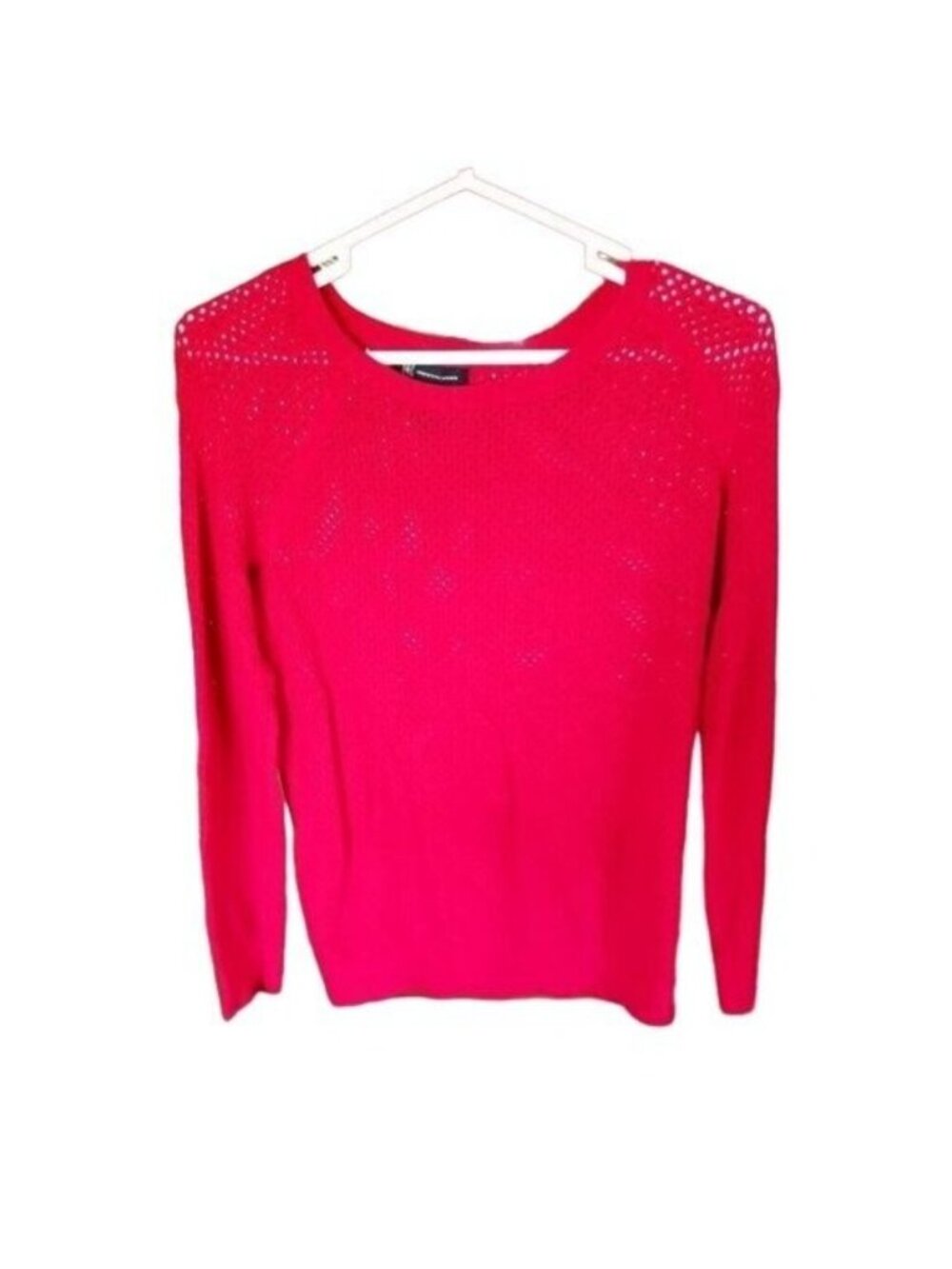INC International Concepts RED Open Knit Pointelle Pullover Sweater LARGE